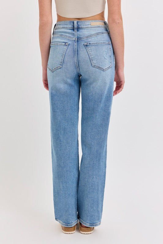 High Waisted Dad Jeans Medium Wash