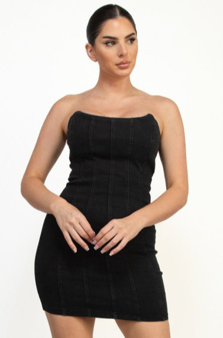 valentines black denim dress