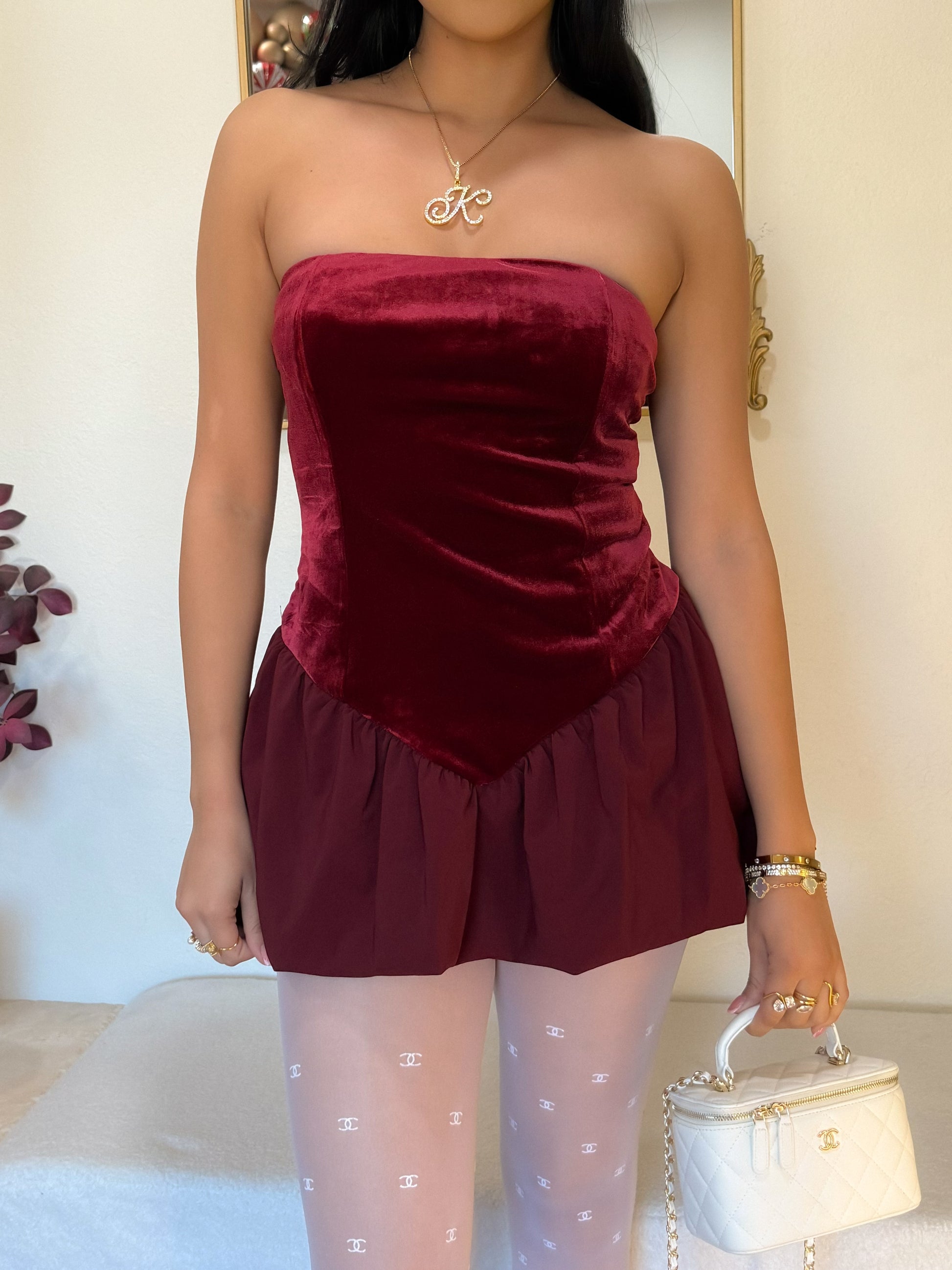 Allura Velvet Holiday Dress Luxe Wine Strapless Party Dress | Stylish Boutique S Allura Velvet Holiday Dress Luxe Wine Strapless Party Dress | Stylish Boutique S