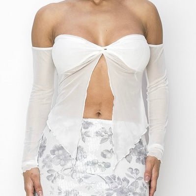 Mesh White Top - STYLISH BOUTIQUE TOPS STYLISH BOUTIQUE