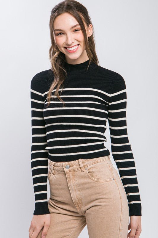 Ava Stripe Top - Black - STYLISH BOUTIQUE TOPS STYLISH BOUTIQUE